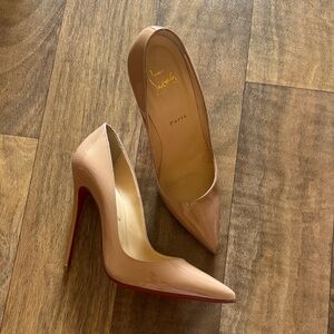 Christian Louboutin Patent Nude Pointed-Toe Stiletto Pumps